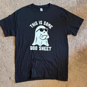 Black Graphic Tee with Ghost Design NWOT